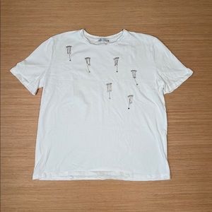 Zara white T-shirt with rhinestones on front size small good used condition top